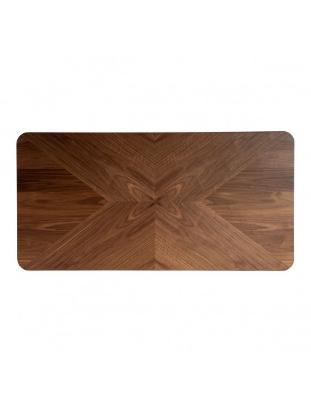 Mesa de jantar 180x90 INDUSTRIA, MDF nogueira e metal preto