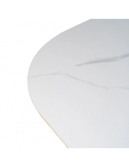 Mesa de jantar 180x90 NATURSTONE, porcelânico mármore branco e base em MDF carvalho
