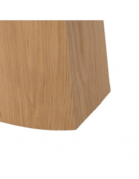 Mesa de comedor 180x90 NATURSTONE, porcelánico símil mármol blanco y base de MDF roble