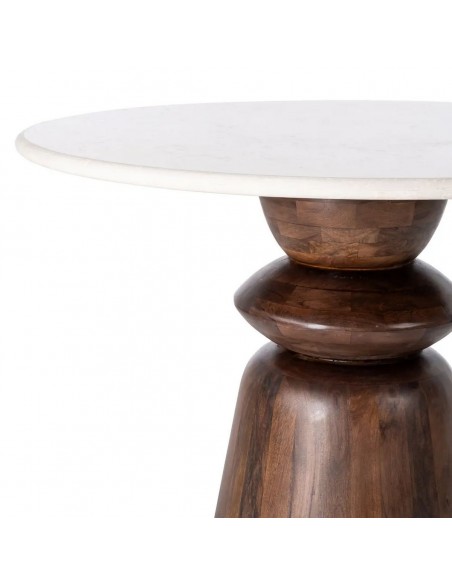 Mesa redonda con formas geométricas 120 SENA mármol y madera de mango
