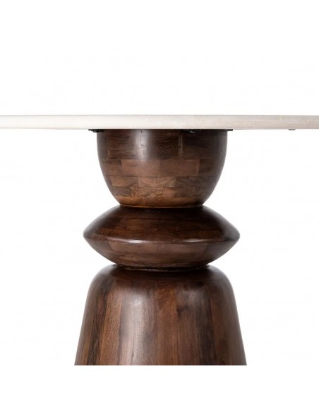 Mesa redonda con formas geométricas 120 SENA mármol y madera de mango