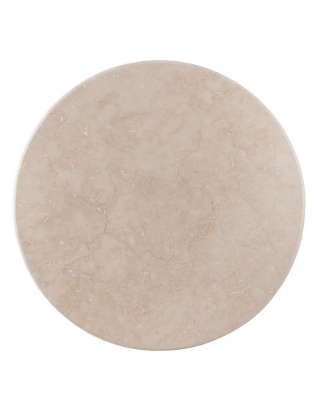 Mesa redonda com formas geométricas 120 SENA, mármore e madeira de manga