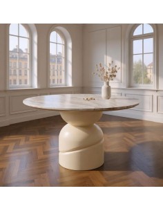 Mesa redonda com base geométrica 120 RONA em mármore e... 2