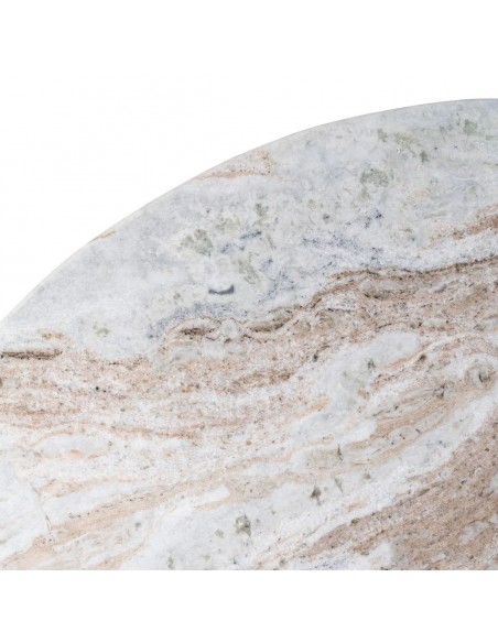 Mesa redonda com base geométrica 120 RONA em mármore e madeira branca