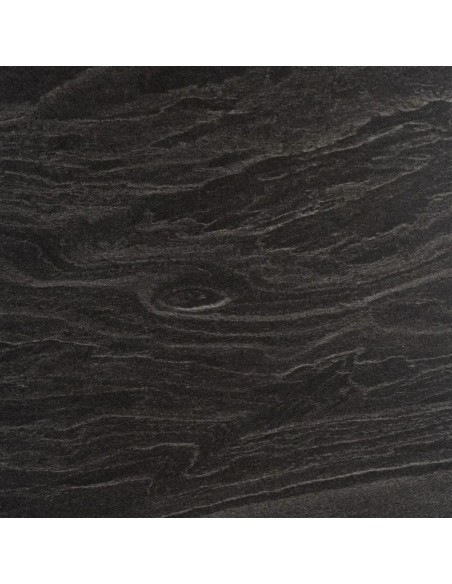 Mesa redonda DALIA 120 com base cónica, cerâmica preta tipo mármore, base metálica