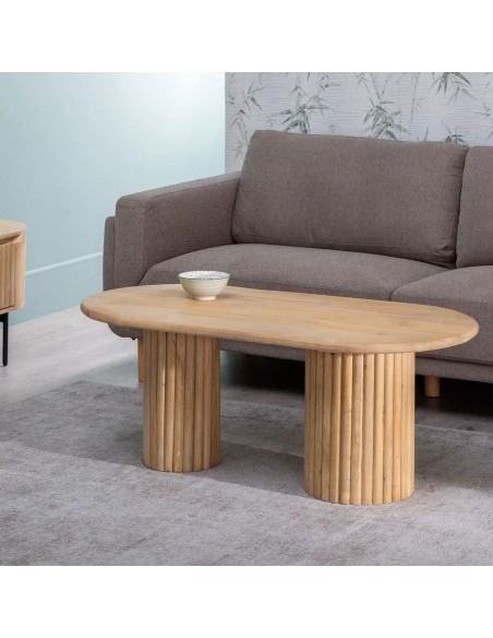 Mesa de Centro Ovalada 120 BULMA, Madera de Mango Natural