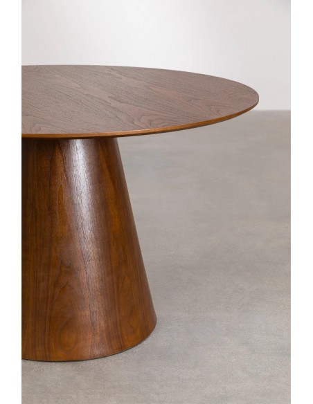 Mesa Redonda con base cónica NATURIA 120 acabado color nogal