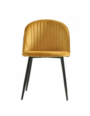 Cadeira design FLORA, estofos em veludo amarelo...