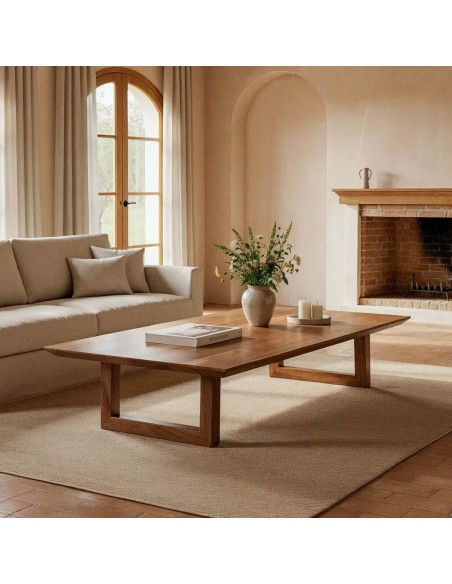 Mesa de centro contemporánea JAVA 150x70, madera de acacia marrón