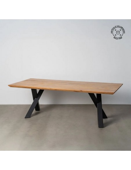 Mesa OREGON 240x100 estilo industrial, fabricada em madeira de acácia e ferro