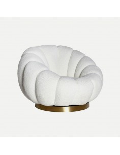 Sillón giratorio art deco BOUCLÉ CREST en tejido color...