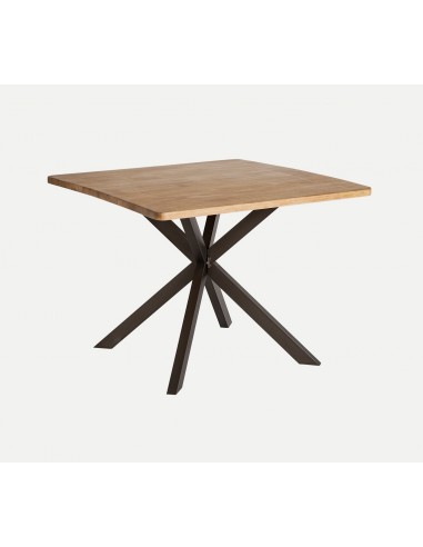 Mesa cuadrada 100 x 100 de comedor ARGOA madera natural y metal negro