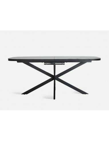 Mesa extensible 180(220) x 90 DROUX, cerámica blanca y base en hierro negro