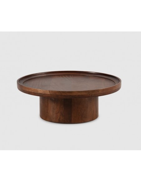 Mesa de Centro Redonda GISELLE 80 en Madera de Mango marrón oscuro