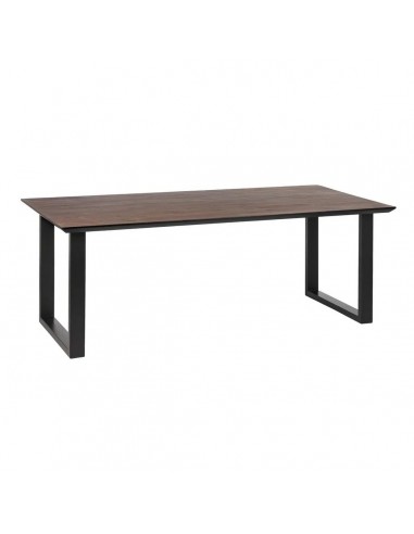 MESA de comedor BRUNNO 200x100, diseño industrial en color nogal e hierro