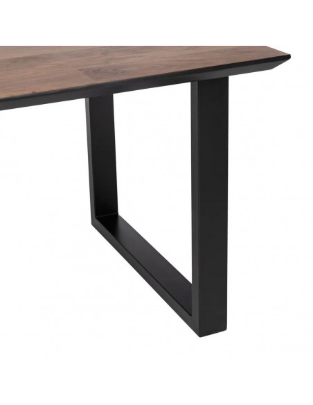 MESA de comedor BRUNNO 200x100, diseño industrial en color nogal e hierro