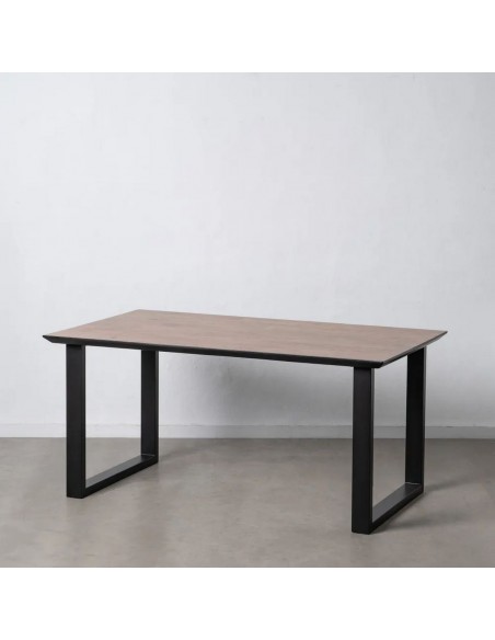 MESA diseño industrial BRUNNO 160x90 en color nogal y hierro negro