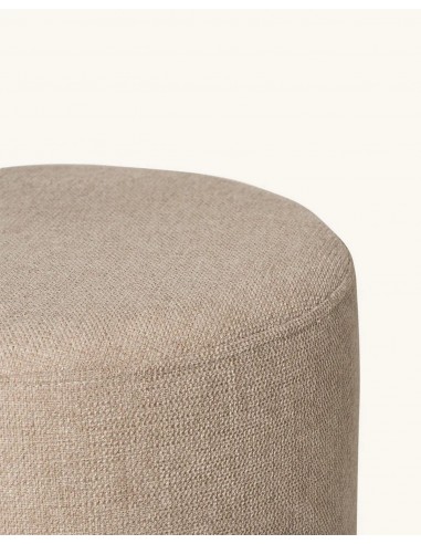 Puff redondo HERMAN 40, tecido beig e metal preto