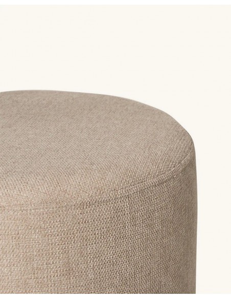 Puff redondo HERMAN 40, tecido beig e metal preto