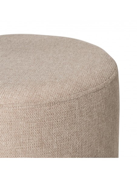 Puff redondo HERMAN 40, tecido beig e metal preto