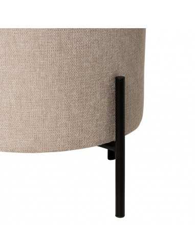 Puff redondo HERMAN 40, tecido beig e metal preto