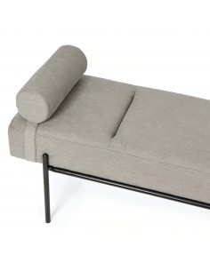 Banqueta EDIMBURGO 140 x 52, metal negro y tejido gris claro 2
