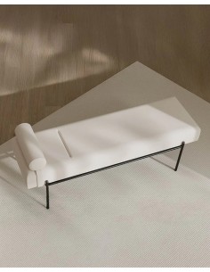 Banqueta EDIMBURGO 140 x 52, metal preto e tecido bege 2