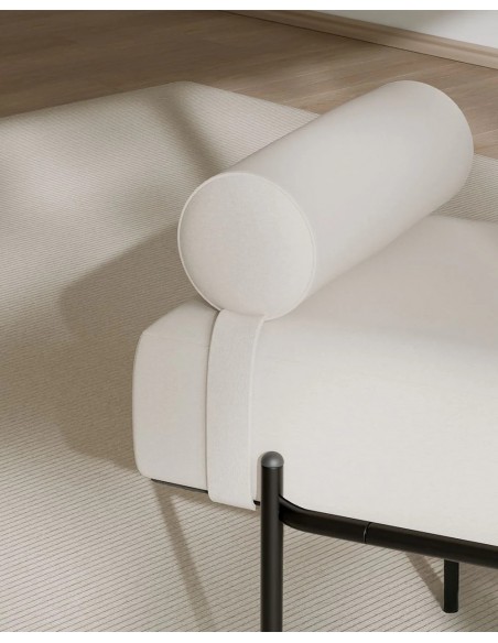 Banqueta EDIMBURGO 140 x 52, metal preto e tecido bege