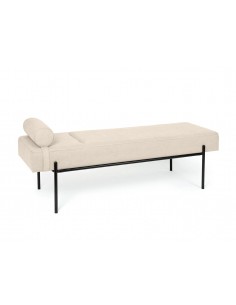 Banqueta EDIMBURGO 140 x 52, metal negro y tejido beige