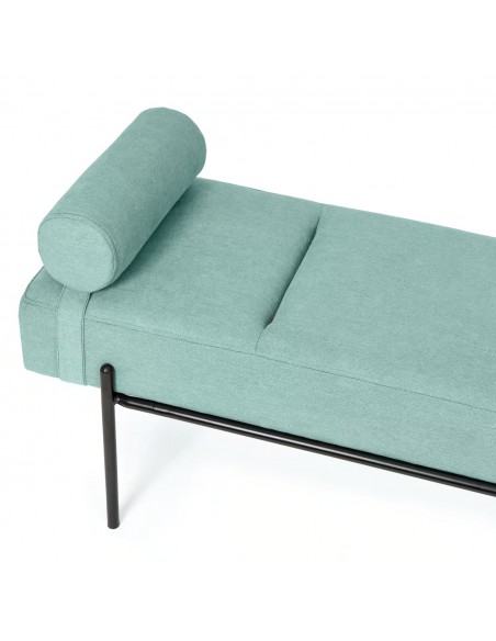 Banqueta EDIMBURGO 140 x 52, metal negro y tejido menta