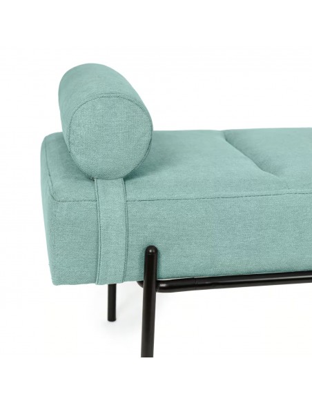 Banqueta EDIMBURGO 140 x 52, metal negro y tejido menta