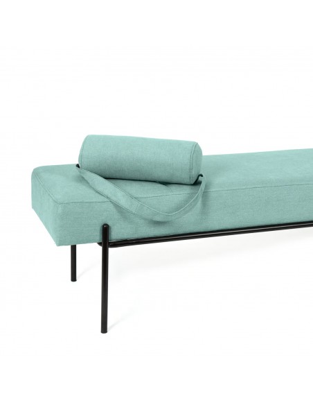 Banqueta EDIMBURGO 140 x 52, metal negro y tejido menta