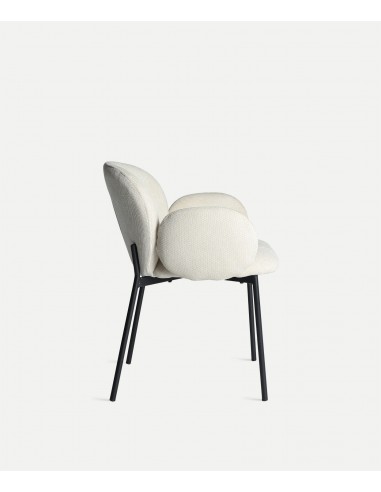 Silla moderna con brazos BURGNAC tela crema,...