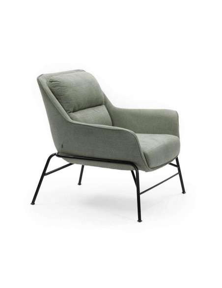 BUTACA DE DISEÑO SADIRA, TELA GRIS VERDOSO METAL NEGRO BUTACA DE DISEÑO SADIRA, TELA GRIS VERDOSO METAL NEGRO