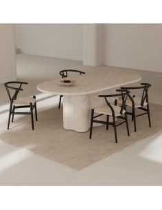 Mesa de Comedor oval mármol travertino LORRAINE 220 2