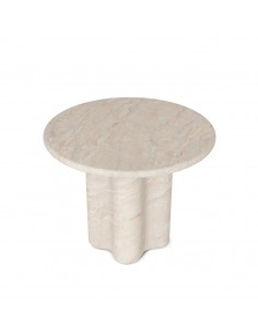 Mesa redonda de Comedor MICHELLE 120 en mármol travertino