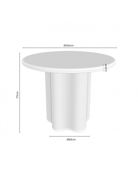 Mesa redonda de Comedor MICHELLE 120 en mármol travertino