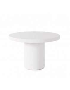 Mesa redonda minimalista Thelma 90 em micro cimento branco