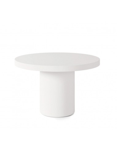 Mesa redonda minimalista THELMA 90 en micro cemento blanco