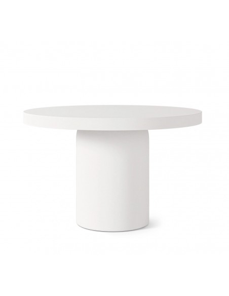 Mesa redonda minimalista THELMA 90 en micro cemento blanco
