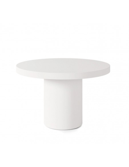 Mesa redonda minimalista THELMA 120 en micro cemento blanco