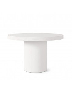 Mesa redonda minimalista THELMA 120 en micro cemento blanco