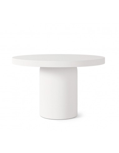 Mesa redonda minimalista THELMA 120 en micro cemento blanco
