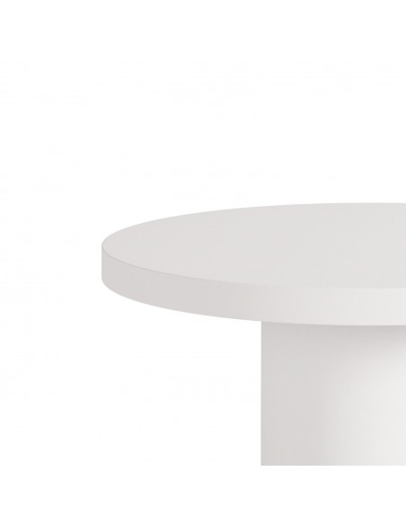 Mesa redonda minimalista THELMA 120 en micro cemento blanco