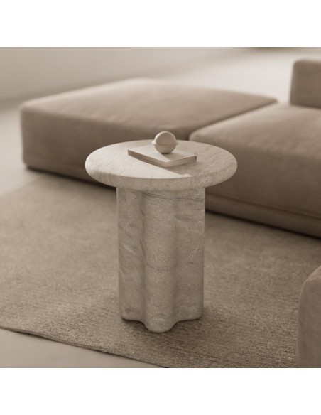 Mesa auxiliar en microcemento travertino EMERIC 50