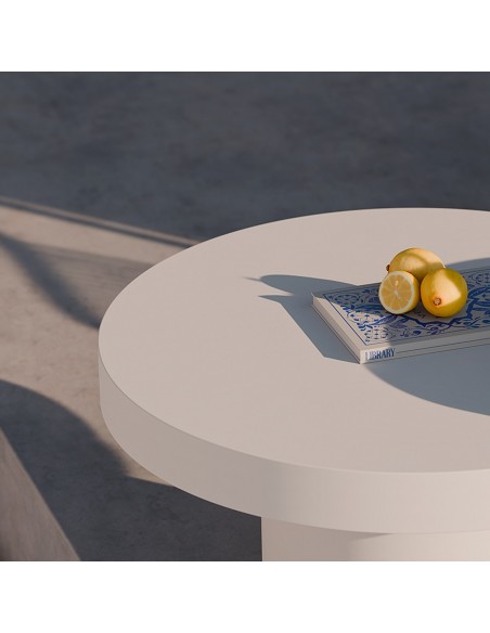 Mesa de centro en microcemento blanco DONATO 80 cm