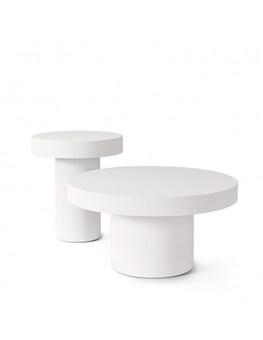 Mesa de centro en microcemento blanco DONATO 80 cm