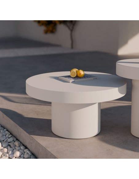 Mesa de centro em microcimento branco DONATO 80 cm