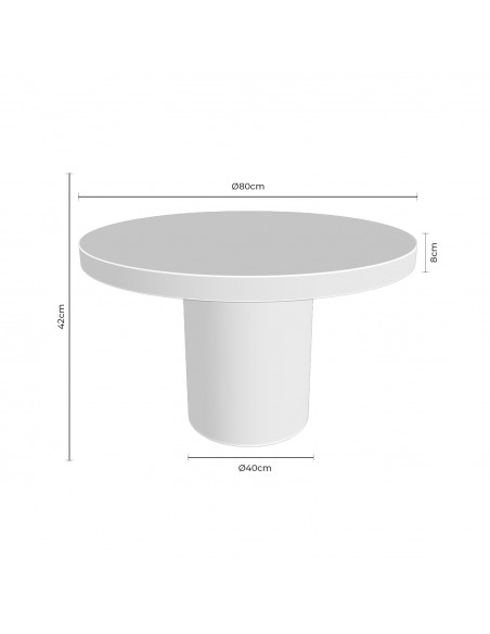 Mesa de centro en microcemento blanco DONATO 80 cm