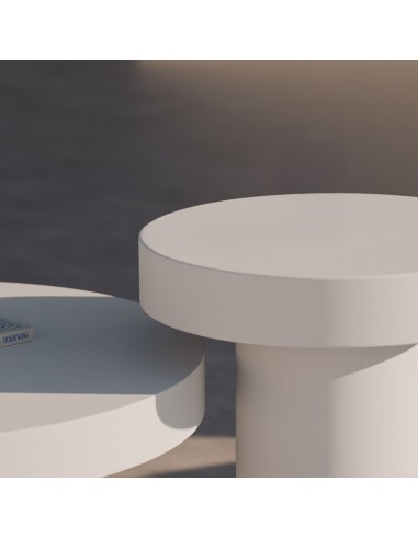 Mesa auxiliar en microcemento blanco MIRKO 50 cm